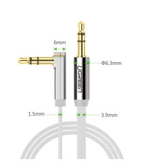 UGREEN - Cablu audio Premium de 3.5mm ultra plat unghi 90 grade - Cabluri audio - UG259-CB