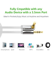 UGREEN - Cablu audio Premium de 3.5mm ultra plat unghi 90 grade - Cabluri audio - UG259-CB