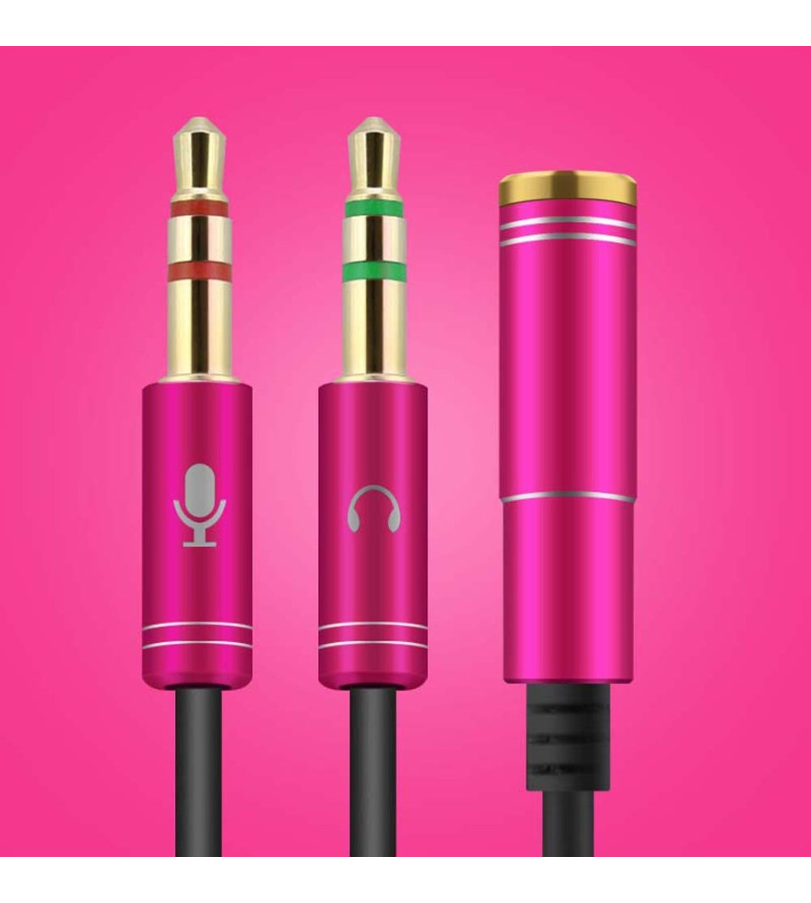 HOCO - 3.5mm Female Dual Male Headset Mic Audio Splitter - Audio cables - AL485-CB