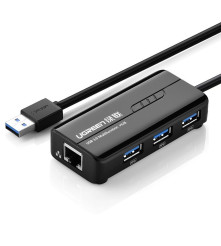 UGREEN - USB 3.0 Combo 10/100Mbps Ethernet 3 porturi Hub USB 3.0 - Porturi și huburi - UG018