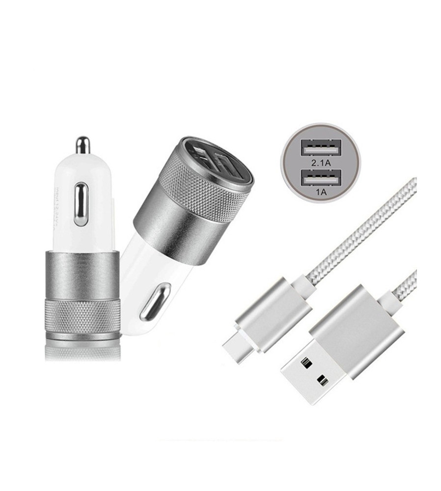 Oem - Duo 2.1A/1A Adaptor Auto + cablu USB tip C USB-C - Încărcătoare auto - AL603-CB