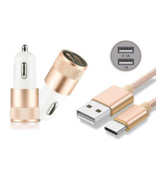 Oem - Duo 2.1A/1A Adaptor Auto + cablu USB tip C USB-C - Încărcătoare auto - AL603-CB
