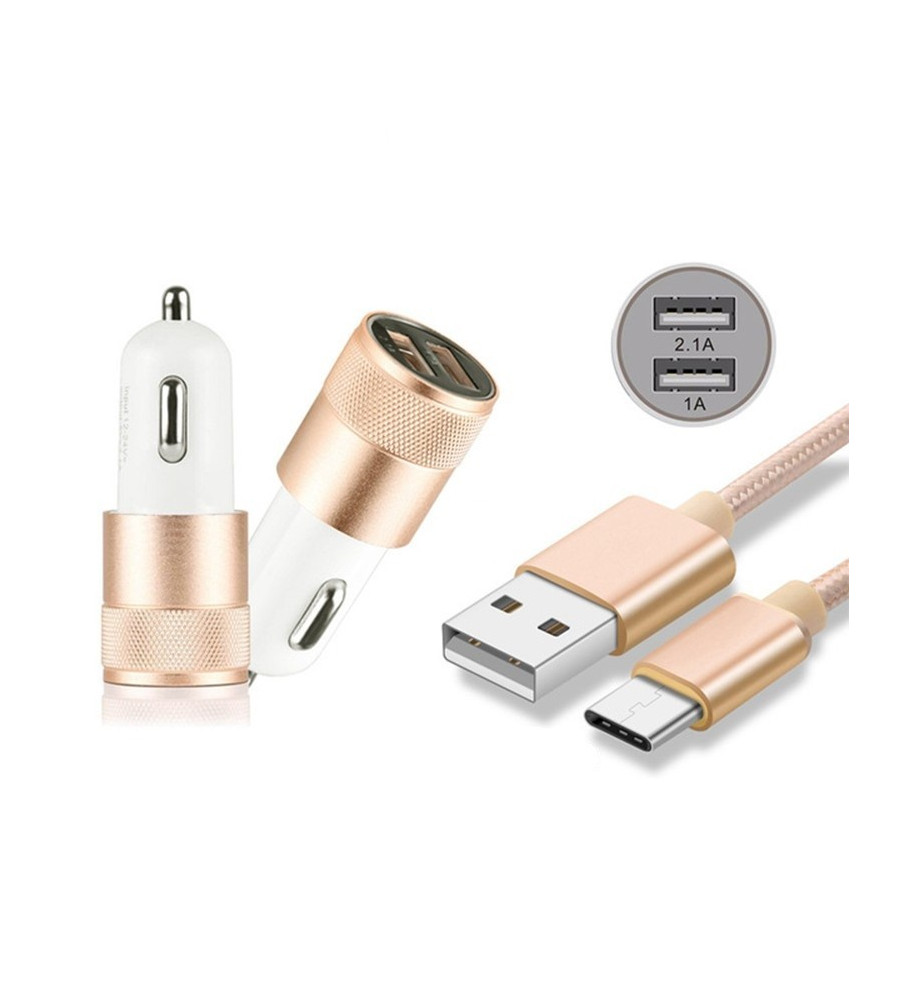 Oem - Duo 2.1A/1A Adaptor Auto + cablu USB tip C USB-C - Încărcătoare auto - AL603-CB