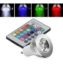 Oem - Spot LED GU10 3W 16 culori cu reglare si telecomanda - GU10 LED - AL164