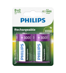 PHILIPS - Philips MultiLife 1.2V D / HR20 3000mAh NiMh újratölthető akkumulátor - C D XL méret - BS053-CB