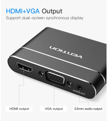 Vention - Adaptor 3in1 USB la convertor audio video HDMI si VGA - Adaptoare audio - V047-CB