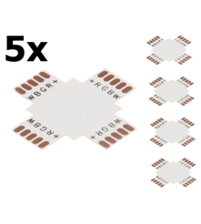 Oem - Conector PCB X de 12mm 5-Pini pentru benzi LED RGB SMD5050 - Conectori LED - LSC037-CB