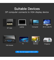 Vention - Displayport Male - VGA Female DP la VGA Converter - DVI și DisplayPort adaptoare - V062
