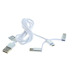 OTB - Data Cable 3in1 - iPhone / Micro-USB / USB-C - Nylon - 1.0M - iPhone data cables  - ON6019