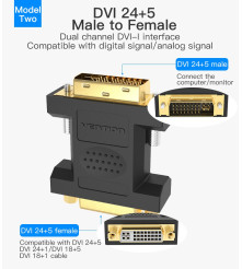 Vention - VENTION DVI (24 + 5) Male la DVI Female Adaptor Convertor - DVI și DisplayPort adaptoare - V093