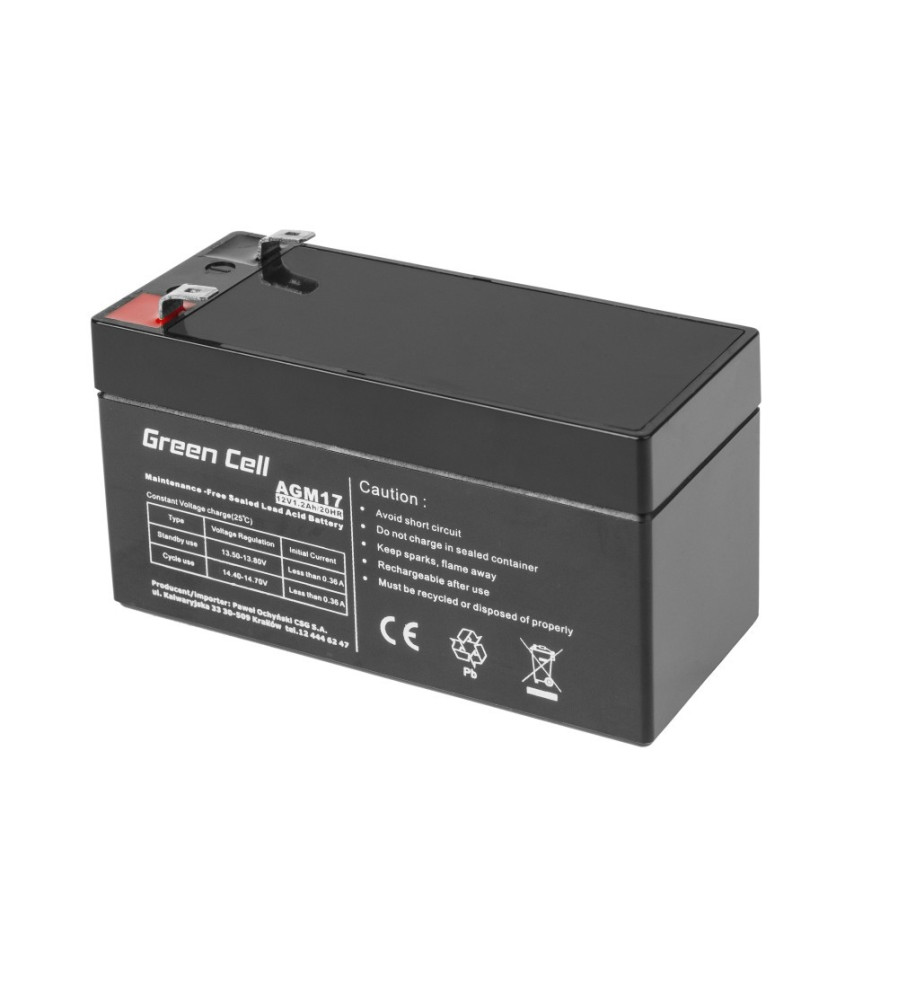 Green Cell - Baterie Green Cell 12V 1.2Ah (4.6mm) 1200mAh VRLA AGM - Baterii Plumb-acid - GC041