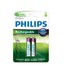 PHILIPS - Philips Rechargable Battery AAA HR03 800mAh - Size AAA - BS451-CB