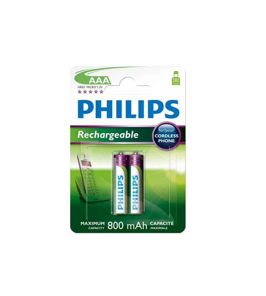 PHILIPS - Philips Baterie reincarcabila AAA HR03 800mAh - Format AAA - BS451-CB