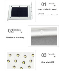 Oem - Solar 16 LED Lampa de iluminat pentru exterior cu senzor de miscare - DIY Solar - AL1098-SL
