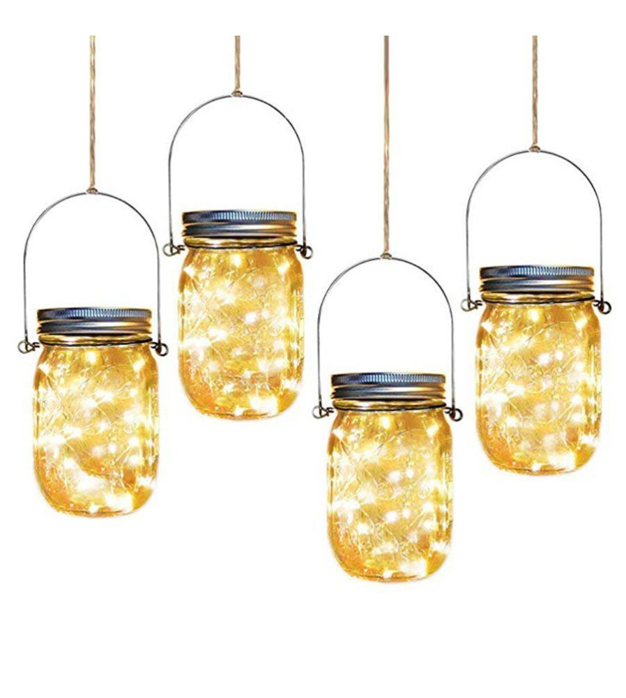 Polux - Lampa solara cu 10 LED-uri tip borcan 13.5 x 8 x 7.5 cm Alb Cald - Lămpi și decorațiuni solare - PL017
