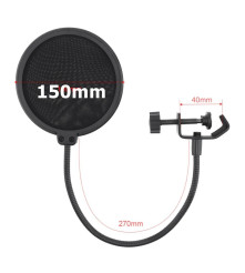 Oem - Filtru pop flexibil Mic-shield dublu strat pentru microfon - 150mm - Căști și accesorii - AL1114-MIC150