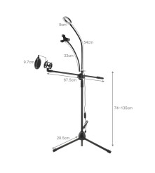 Oem - Suport multifunctional pentru microfon cu lumina LED, suport telefon si filtru POP - Boxe si microfoane - AL1116-STA