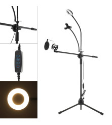Oem - Suport multifunctional pentru microfon cu lumina LED, suport telefon si filtru POP - Boxe si microfoane - AL1116-STA