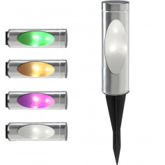 Polux - Lampa solara din inox cu LED RGB si senzor de lumina, 35 x 6 cm - Lămpi și decorațiuni solare - PL040