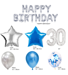 Oem - Set 33 baloane pentru petrecere, aniversare HAPPY BIRTHDAY - 30 - Baloane petreceri - TZ043