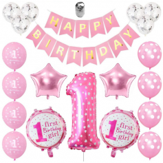 Oem - Set 21 baloane pentru aniversare petrecere HAPPY BIRTHDAY - 1 ani - Baloane petreceri - TZ071