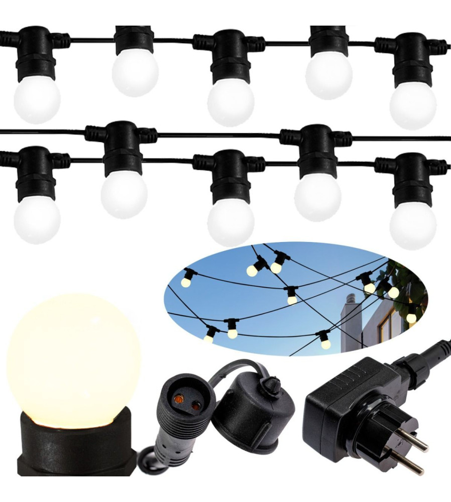 Polux - Lant LED decorativ de exterior GIRLANDA 6.2m 10xE27/0,5W/36V IP44 - Decorațiuni grădina - PL079