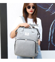 Oem - Rucsac multifunctional pentru bebelusi, cu patut extensibil, model unisex, gri - Alte accesorii pentru copii și bebeluș...