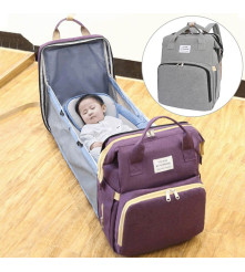 Oem - Rucsac multifunctional pentru bebelusi, cu patut extensibil, model unisex, gri - Alte accesorii pentru copii și bebeluș...