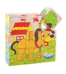 Oem - Set 6 in 1 cuburi Puzzle din lemn pentru copii, 6 imagini - Jucării educative - TZ124