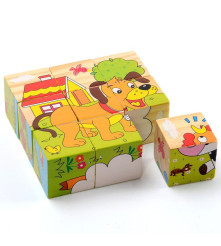 Oem - Set 6 in 1 cuburi Puzzle din lemn pentru copii, 6 imagini - Jucării educative - TZ124
