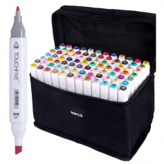 TouchFive - Set 80 bucati Markere TouchFive multicolor, cu 2 capete diverse culori si geanta - Rechizite școlare și accesorii...