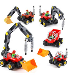 Oem - Joc de constructie 5 in 1 vehicule industriale din 42 blocuri lego si 5 carti - Jucării educative - TZ256