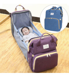 Oem - Rucsac multifunctional pentru bebelusi, cu patut extensibil, model unisex, albastru - Alte accesorii pentru copii și be...