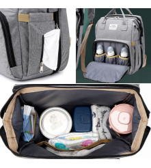 Oem - Rucsac multifunctional pentru bebelusi, cu patut extensibil, model unisex, albastru - Alte accesorii pentru copii și be...