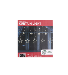 Oem - Instalatie de Craciun, Perdea luminoasa ploaie, 12 Stele mari si mici, Alb cald cu temporizator 2M 130 LED-uri - Lumini...