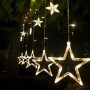 Oem - Instalatie de Craciun, Perdea luminoasa ploaie, 12 Stele mari si mici, Alb cald cu temporizator 2M 130 LED-uri - Lumini...