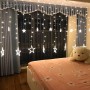 Oem - Instalatie de Craciun, Perdea luminoasa ploaie, 12 Stele mari si mici, Alb cald cu temporizator 2M 130 LED-uri - Lumini...