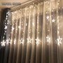 Oem - Instalatie de Craciun, Perdea luminoasa ploaie, 12 Stele mari si mici, Alb cald cu temporizator 2M 130 LED-uri - Lumini...