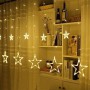 Oem - Instalatie de Craciun, Perdea luminoasa ploaie, 12 Stele mari si mici, Alb cald cu temporizator 2M 130 LED-uri - Lumini...