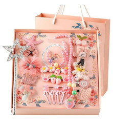 Oem - Set bijuterii Lovely Leave pentru copii compus din 27 piese, roz - Bijuterii si accesorii copii - TZ358