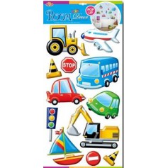 Oem - Set 12 stickere perete 3D, vehicule, 60 x 32 cm - Camera copilului - TZ321