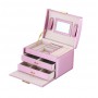 Oem - Cutie eleganta pentru bijuterii, ceasuri sau accesorii, 20 de compartimente, oglinda si inchidere cu cheie culoare roz ...
