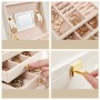 Oem - Cutie eleganta pentru bijuterii, ceasuri sau accesorii, 20 de compartimente, oglinda si inchidere cu cheie culoare roz ...