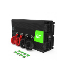Green Cell - 2000W DC 24V la 230V cu USB Convertor Invertor curent - Unda sinusoidala pura/completa - Invertoare pentru bater...