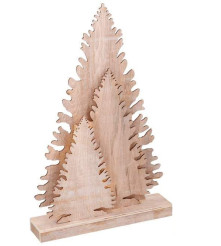 Oem - Brad din lemn natur cu 10 leduri 35 cm - Alte accesorii Craciun - TZ432-CB