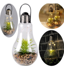 Polux - Bec decorativ cu LED, pietricele si plante artificiale incluse 24 cm - Decorațiuni casă - PL109