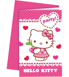 Oem - Set de 5 invitatii cu plicuri - petrecere Hello Kitty, dimensiuni 15 cm x 10 cm - Alte accesorii petrecere - AC454