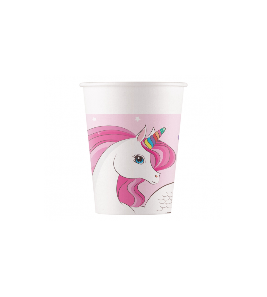 GoDan - Set 8 pahare petrecere din carton model Unicorn 200 ml - Pahare petrecere - GD135