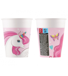 GoDan - Set 8 pahare petrecere din carton model Unicorn 200 ml - Pahare petrecere - GD135
