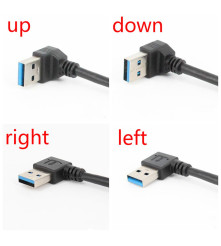 Oem - Adaptor cablu prelungitor USB 3.0 Tata-Mama la 90 de grade 20 cm - Adaptoare USB  - AL242-CB